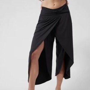 NEW NWT! ATHLETA RELEASE PANTS FLYAWAY WIDE LEG CROPPED STRETCH KNIT BLACK sz XL